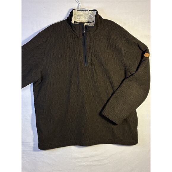 Orvis Sweater Men's XL Brown Quarter Zip Sherpa Fleece Lined Pullover Outdoors - Picture 2 of 10